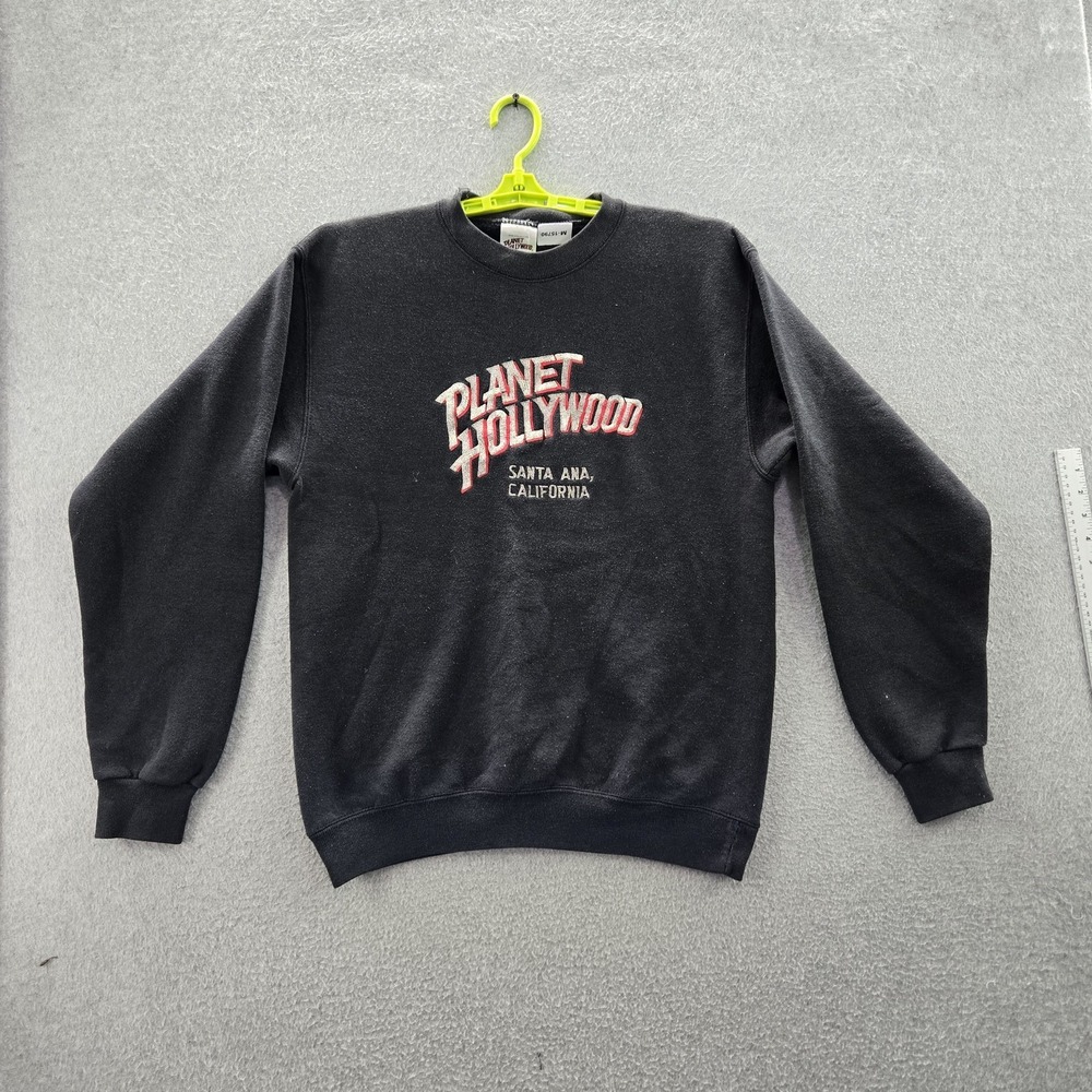 VINTAGE Planet Hollywood Men Sweatshirt M Black Fleece Santa Ana CA Made In USA